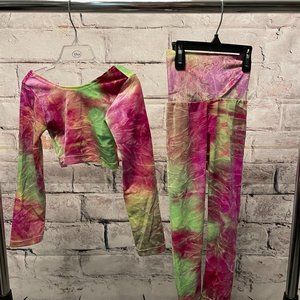 Spoiled and Flashy Hand Made Velvet Long Sleeved Crop Top and Leggings